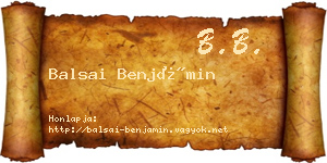 Balsai Benjámin névjegykártya